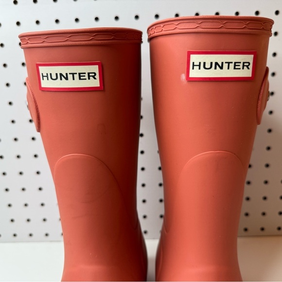 Hunter Original Short Tri Colour Logo Backstrap Boots US 9 EU 40/41 Red Flurry - Picture 9 of 17